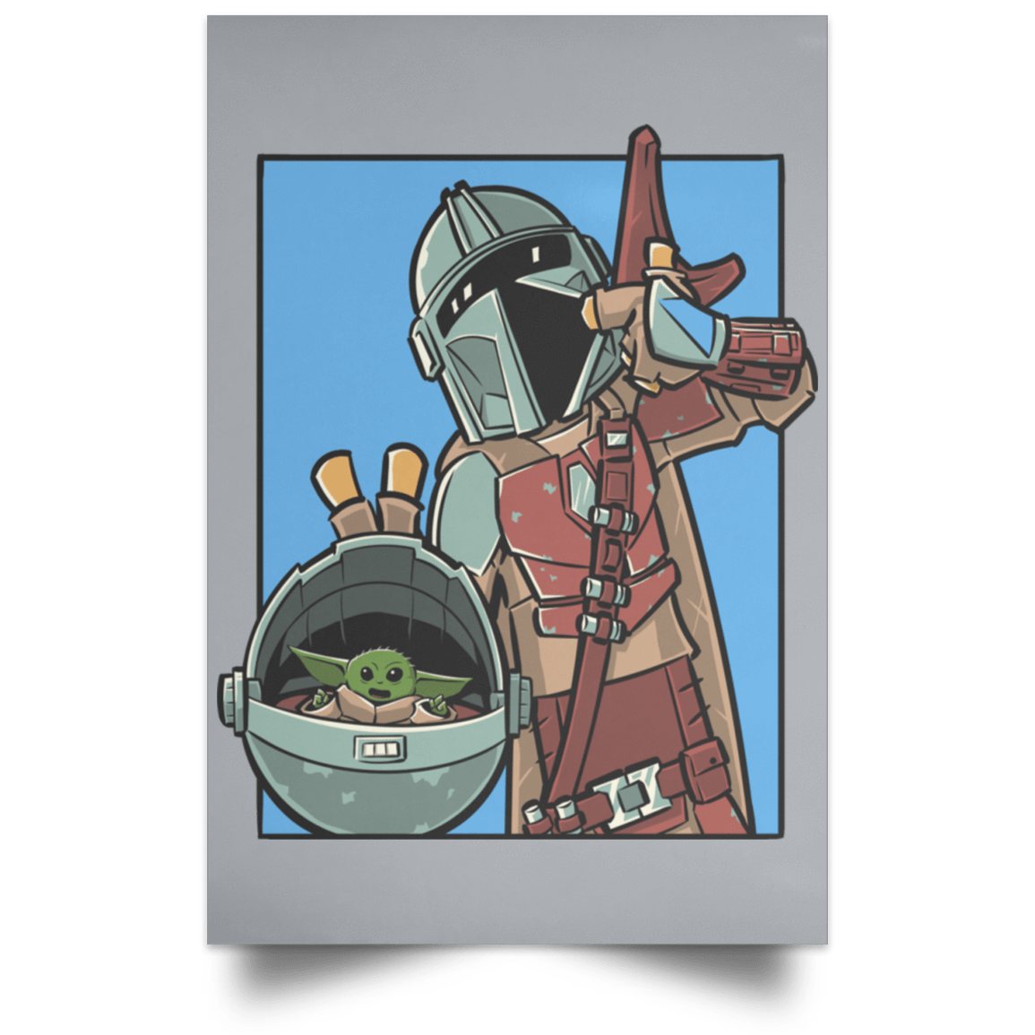 Housewares Grey / 12" x 18" Mando and the Child Portrait Poster