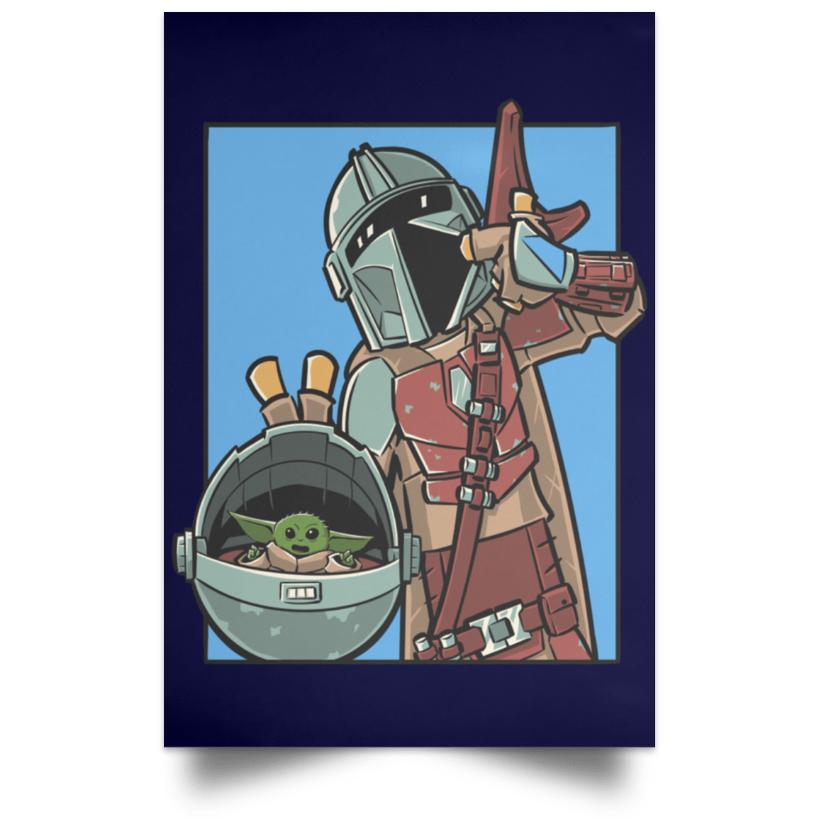 Housewares Navy / 12" x 18" Mando and the Child Portrait Poster