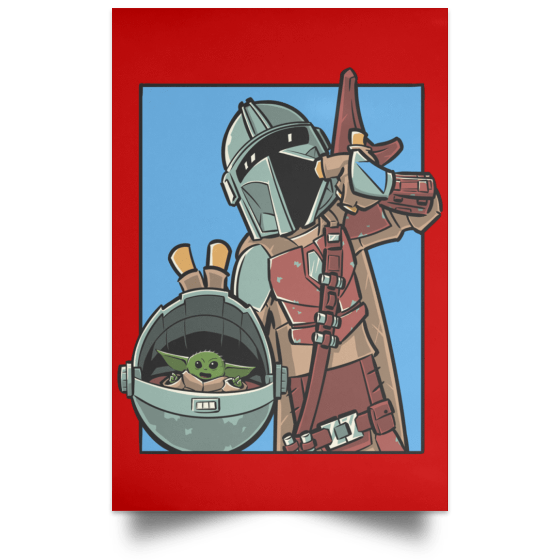 Housewares Red / 12" x 18" Mando and the Child Portrait Poster