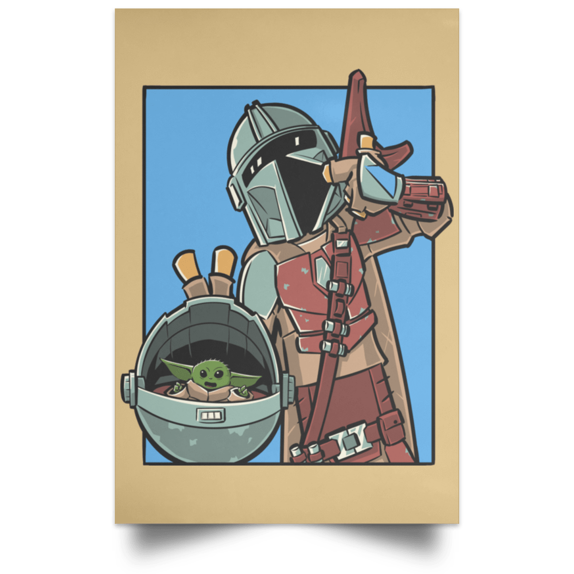 Housewares Tan / 12" x 18" Mando and the Child Portrait Poster