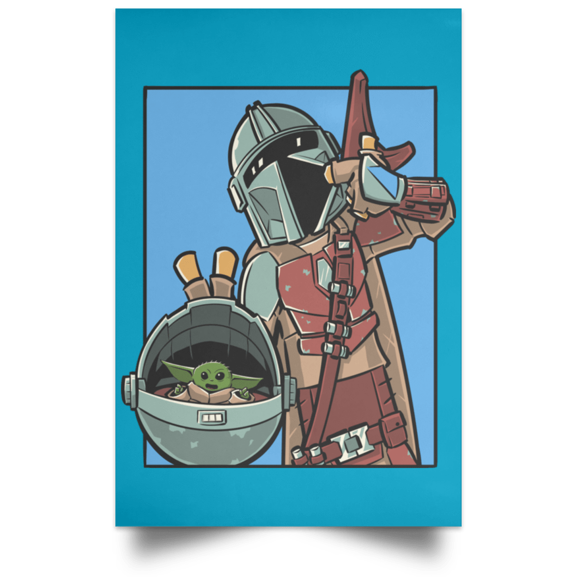 Housewares Turquoise / 12" x 18" Mando and the Child Portrait Poster