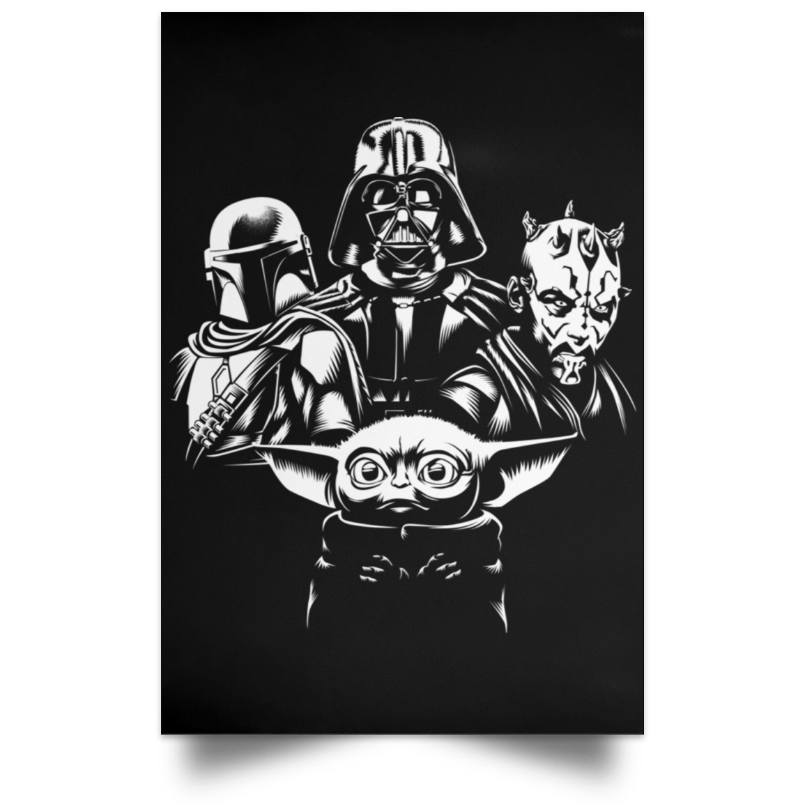Housewares Black / 12" x 18" Mando Yoda Darth Rhapsody Portrait Poster