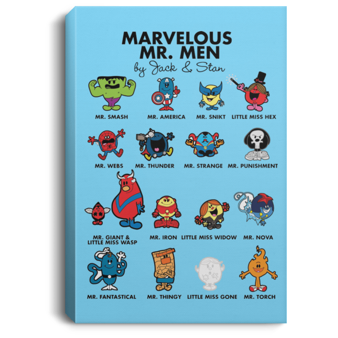 Housewares Columbia Blue / 8" x 12" Marvelous Mr Men Premium Portrait Canvas