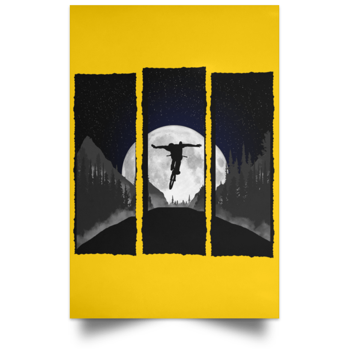 Housewares Athletic Gold / 12" x 18" No Hands Moonlight Ride Portrait Poster