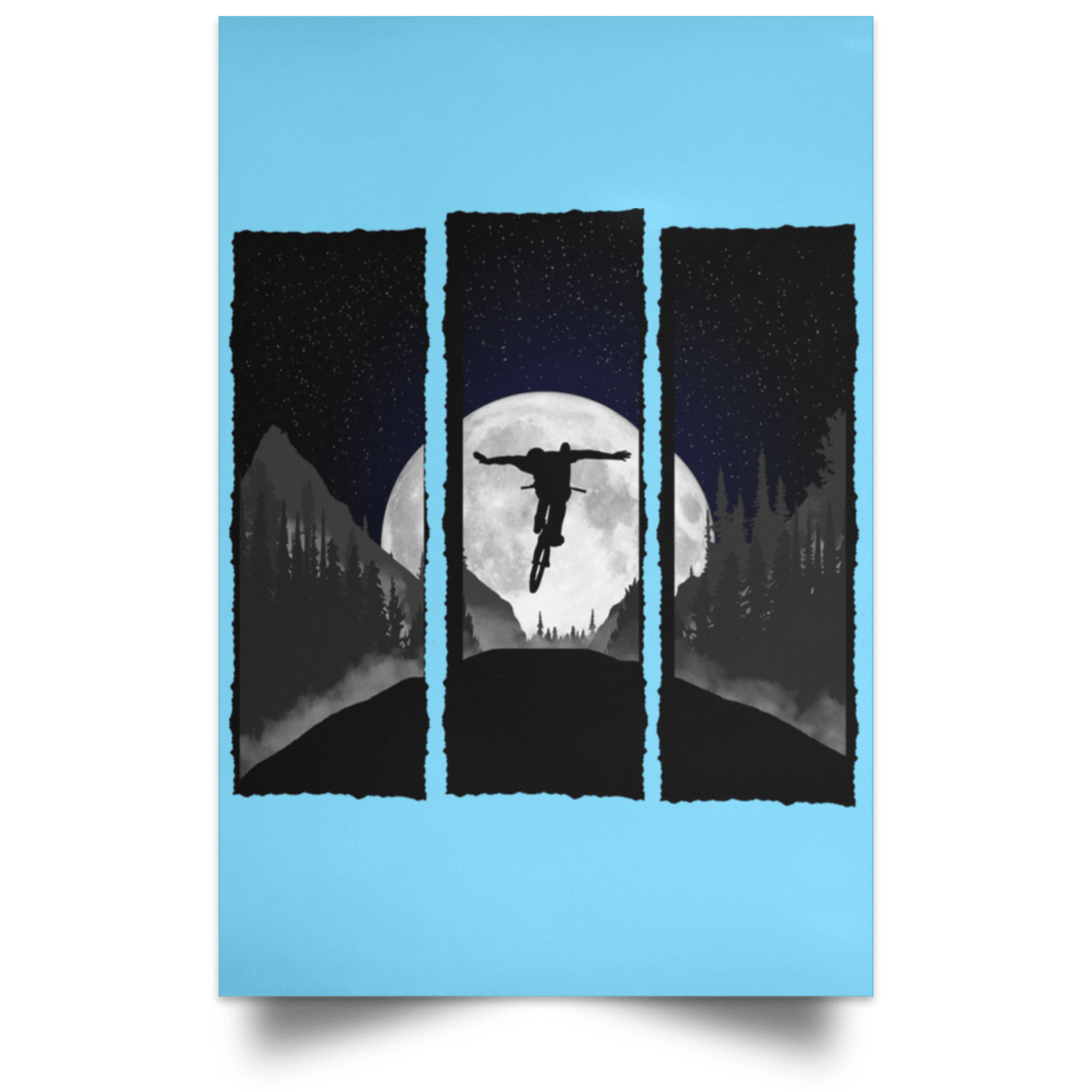 Housewares Columbia Blue / 12" x 18" No Hands Moonlight Ride Portrait Poster