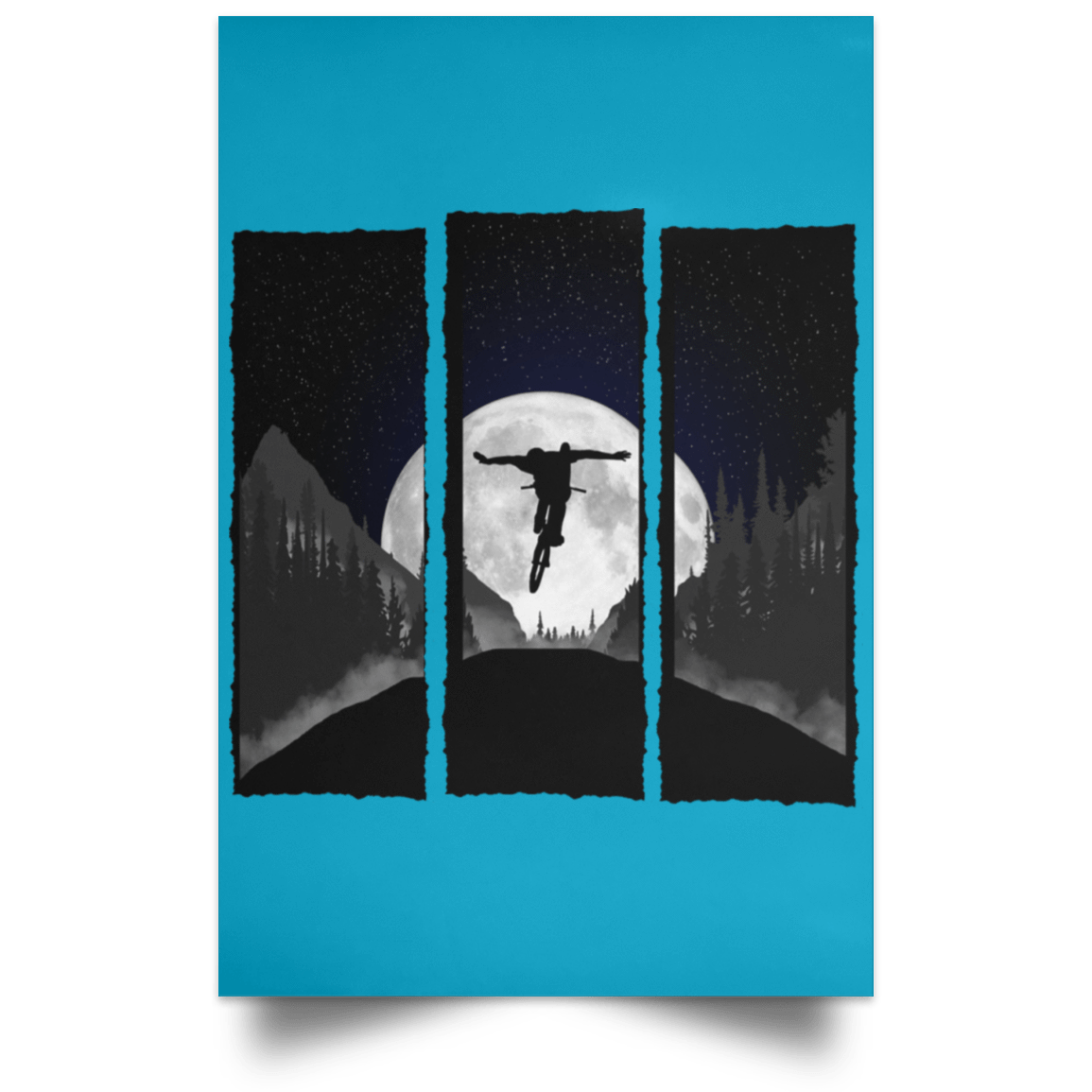 Housewares Turquoise / 12" x 18" No Hands Moonlight Ride Portrait Poster