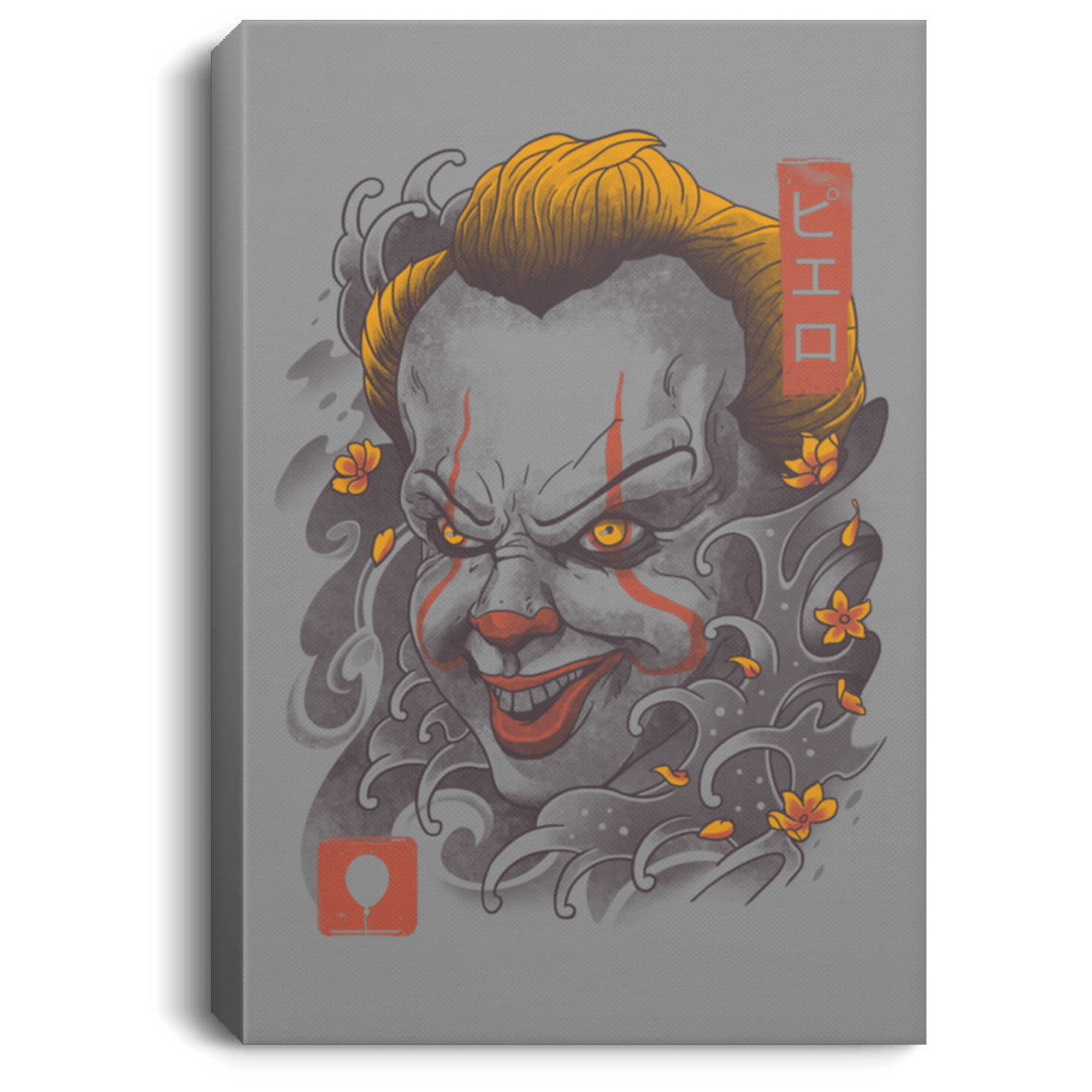 Housewares Gray / 8" x 12" Oni Clown Mask Premium Portrait Canvas