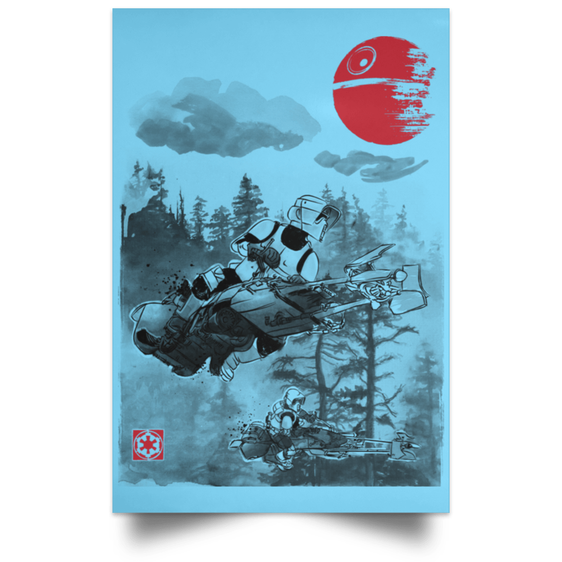 Housewares Columbia Blue / 12" x 18" Patrolling the Endor Moon Portrait Poster