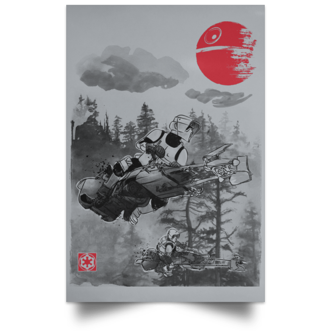 Housewares Grey / 12" x 18" Patrolling the Endor Moon Portrait Poster