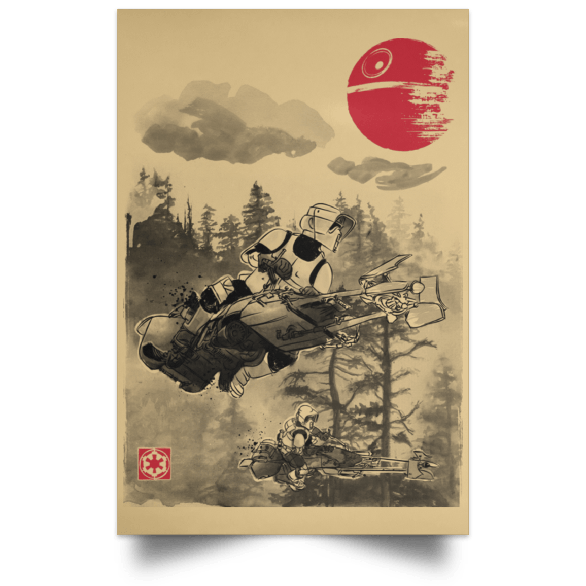 Housewares Tan / 12" x 18" Patrolling the Endor Moon Portrait Poster