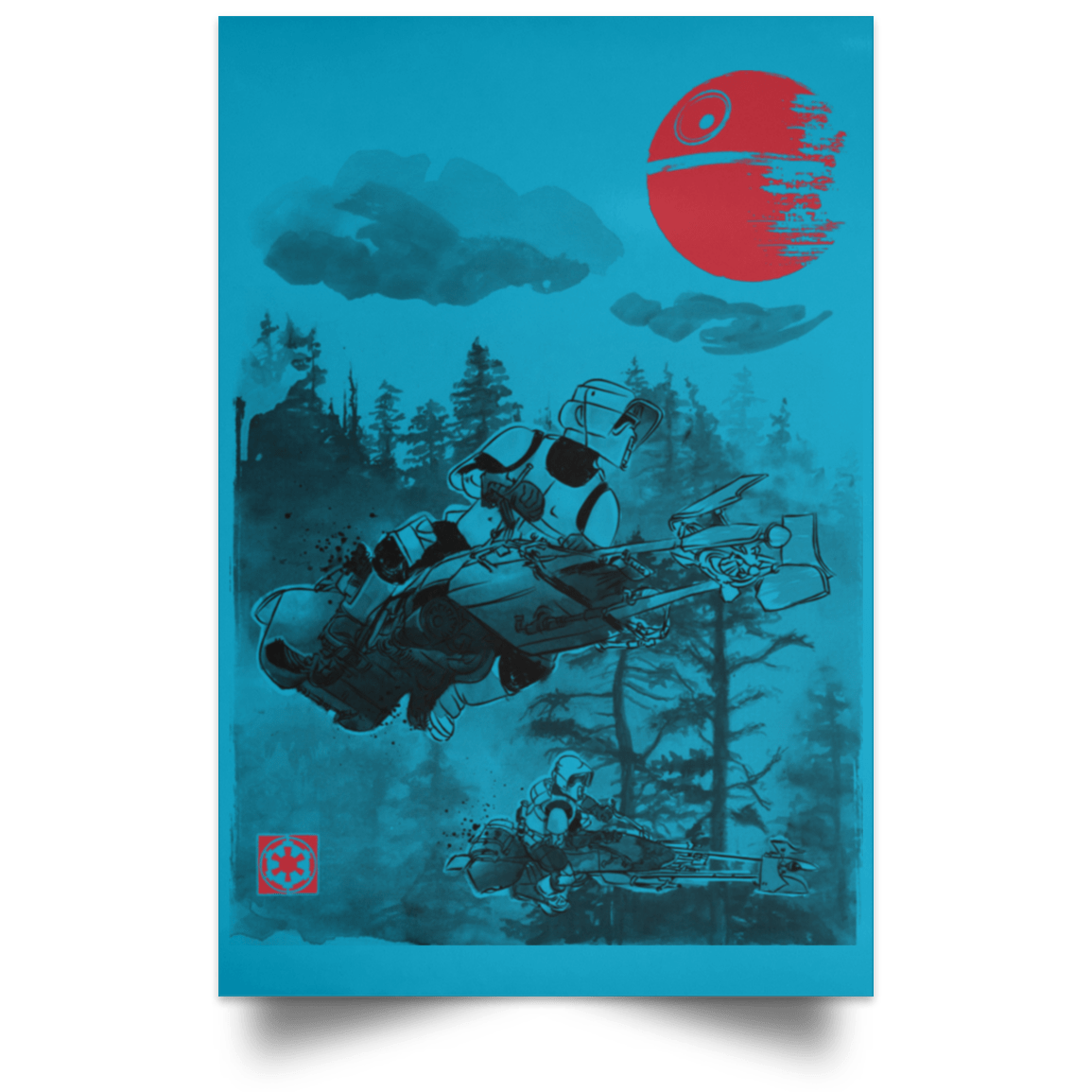Housewares Turquoise / 12" x 18" Patrolling the Endor Moon Portrait Poster