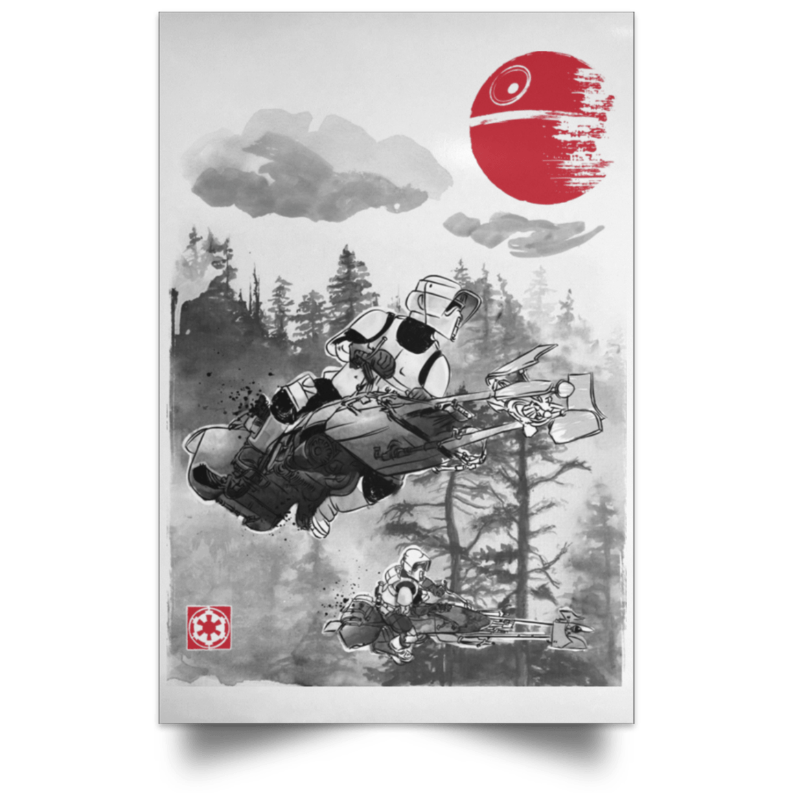 Housewares White / 12" x 18" Patrolling the Endor Moon Portrait Poster