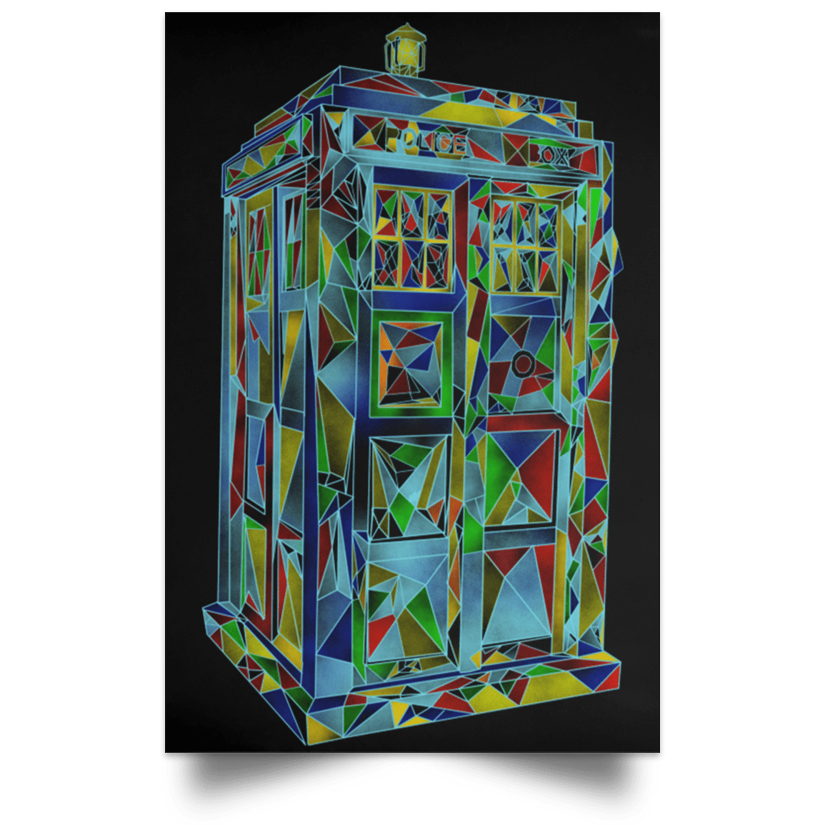 Housewares Black / 12" x 18" Polygonic Blue Box Portrait Poster