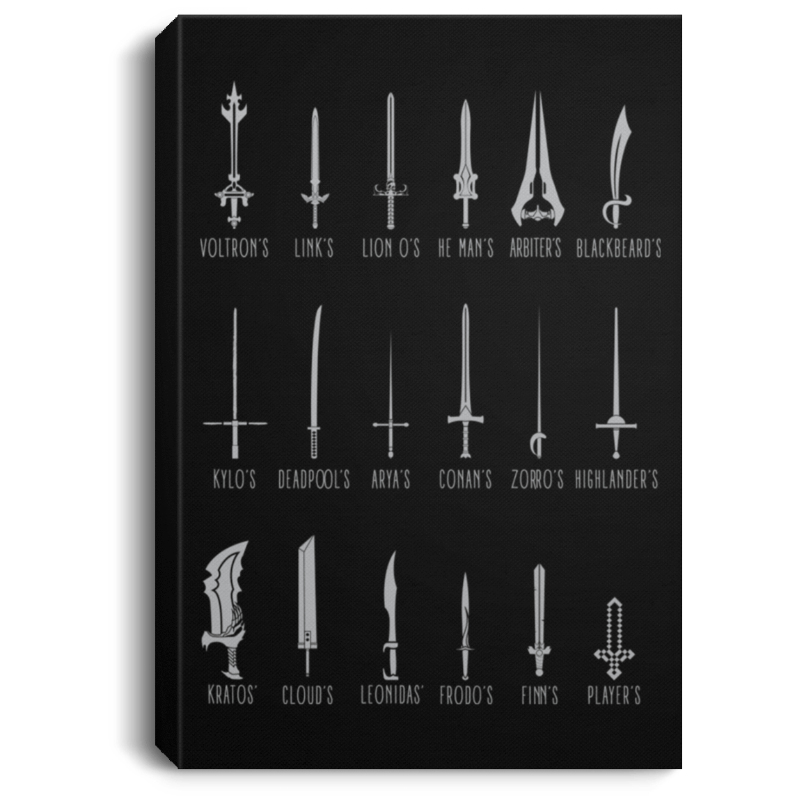 Housewares Black / 8" x 12" POPULAR SWORDS Premium Portrait Canvas