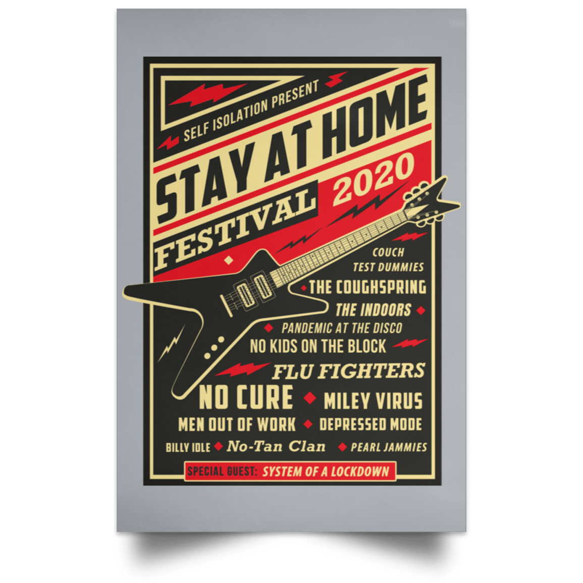 Housewares Grey / 12" x 18" Quarantine Social Distancing Stay Home Festival 2020 Portrait Poster