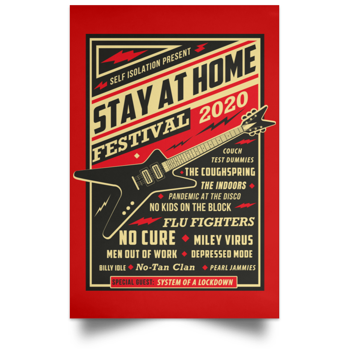 Housewares Red / 12" x 18" Quarantine Social Distancing Stay Home Festival 2020 Portrait Poster