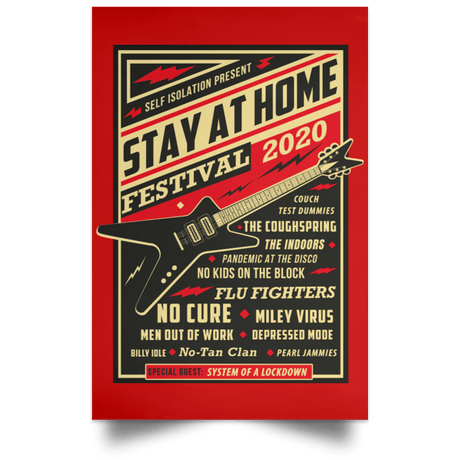 Housewares Red / 12" x 18" Quarantine Social Distancing Stay Home Festival 2020 Portrait Poster