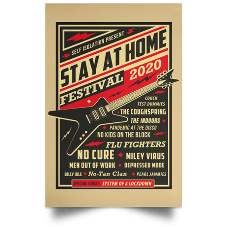 Housewares Tan / 12" x 18" Quarantine Social Distancing Stay Home Festival 2020 Portrait Poster