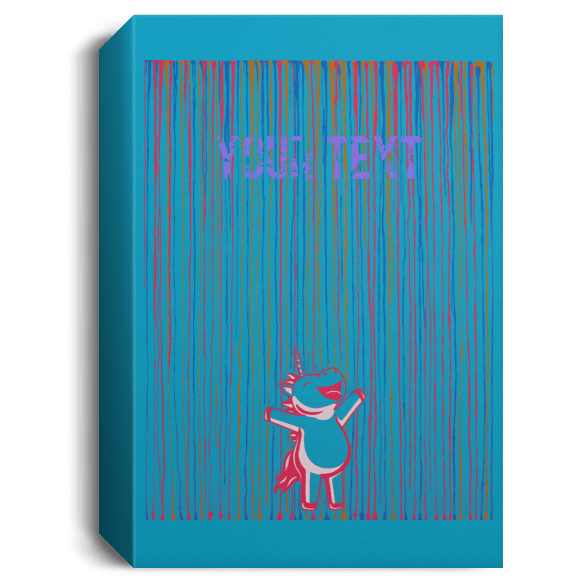 Housewares Turquoise / 16" x 24" Rainbow Rain Personalized Portrait Canvas