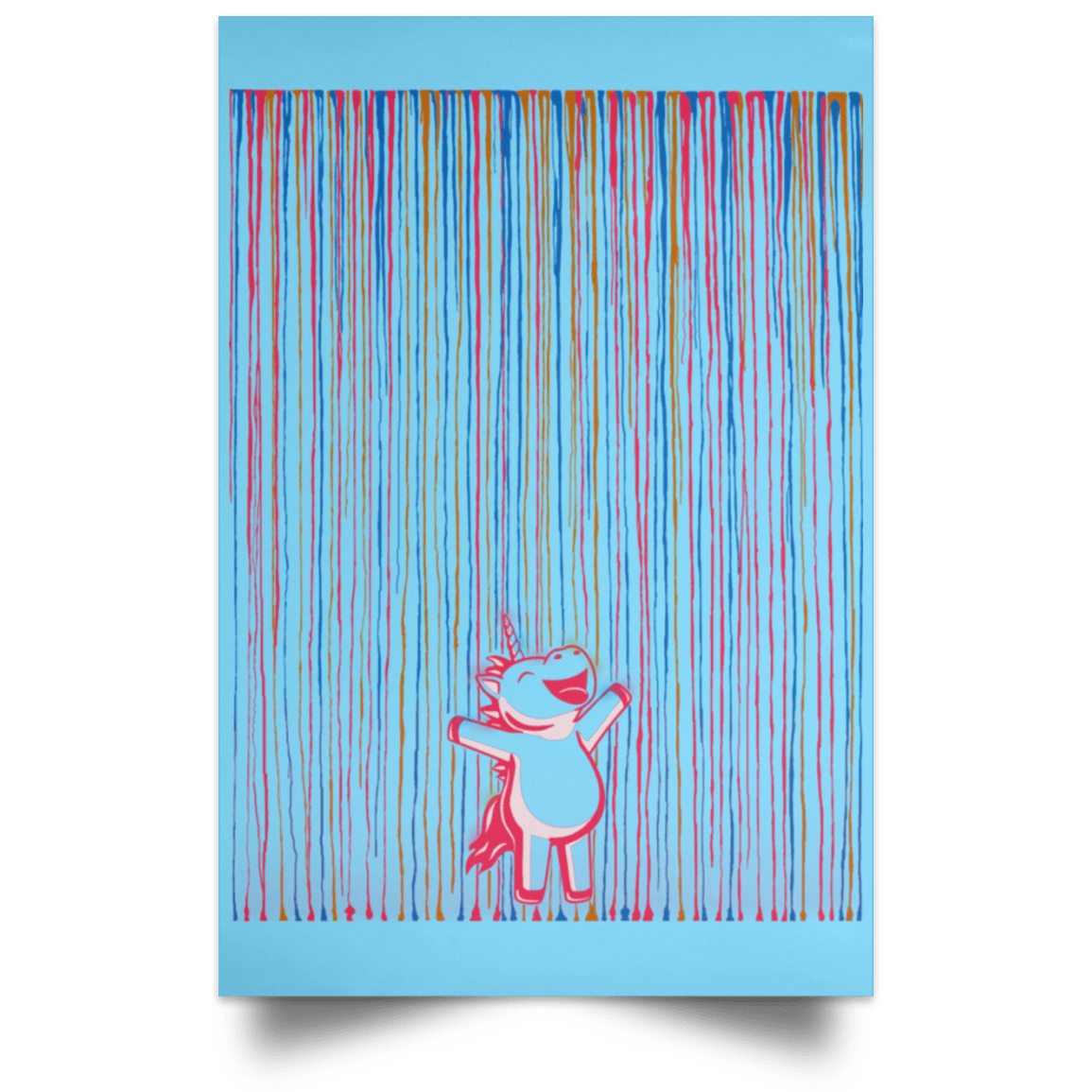Housewares Columbia Blue / 12" x 18" Rainbow Rain Portrait Poster