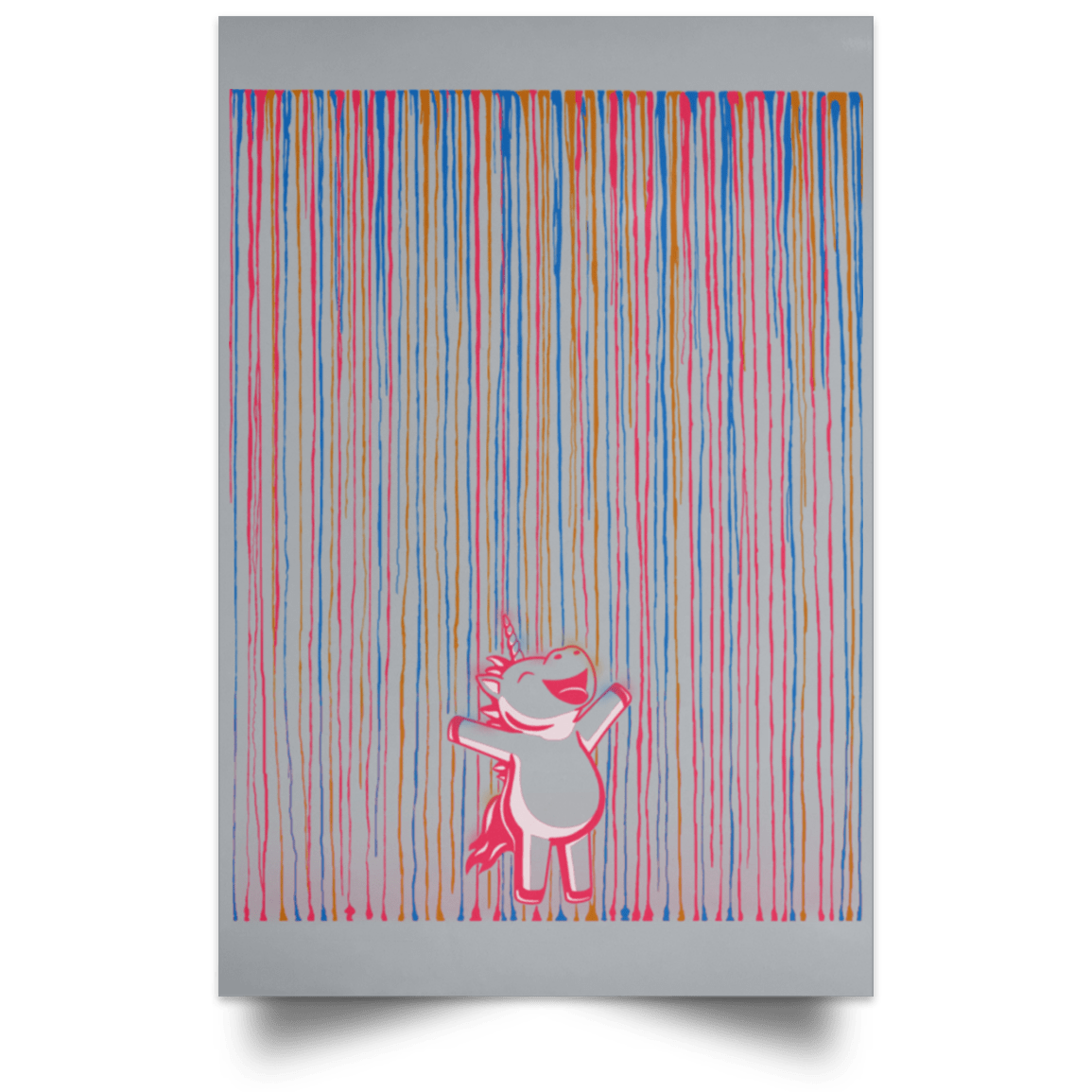 Housewares Grey / 12" x 18" Rainbow Rain Portrait Poster