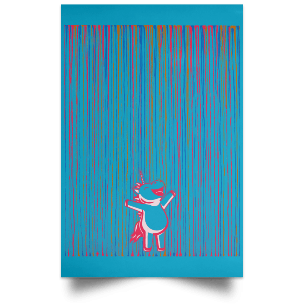 Housewares Turquoise / 12" x 18" Rainbow Rain Portrait Poster