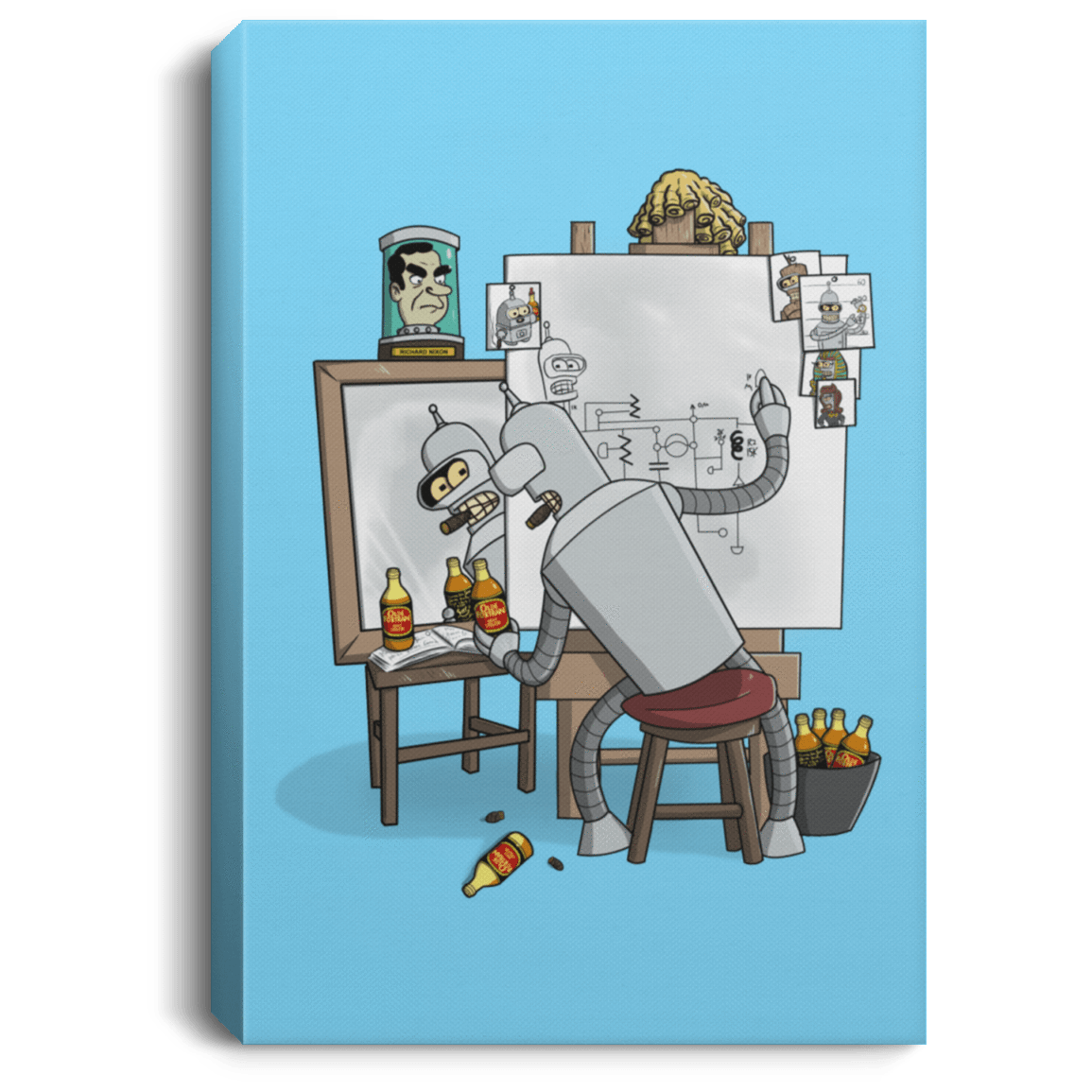 Housewares Columbia Blue / 8" x 12" Retrato de un Robot Premium Portrait Canvas