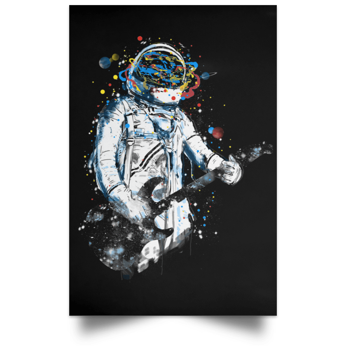 Housewares Black / 12" x 18" Space Guitar Portrait Poster