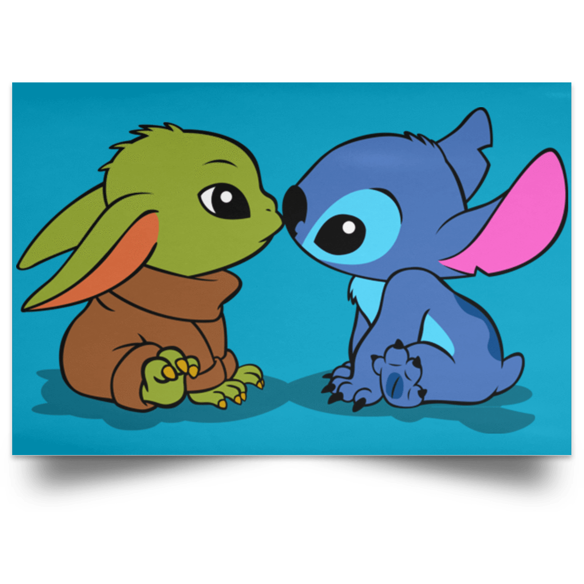 Housewares Turquoise / 18" x 12" Stitch Yoda Baby Landscape Poster