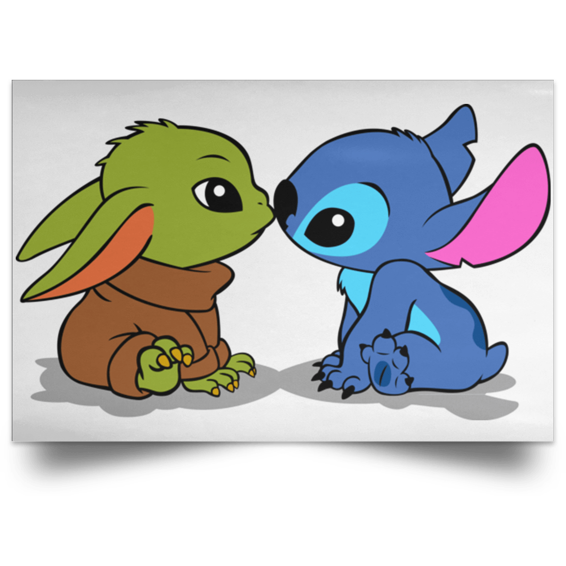 Housewares White / 18" x 12" Stitch Yoda Baby Landscape Poster