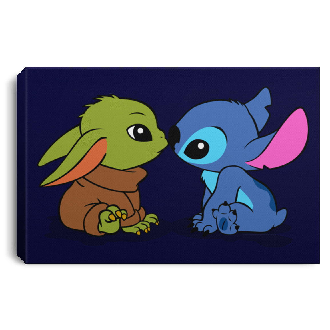 Housewares Navy / 12" x 8" Stitch Yoda Baby Premium Landscape Canvas
