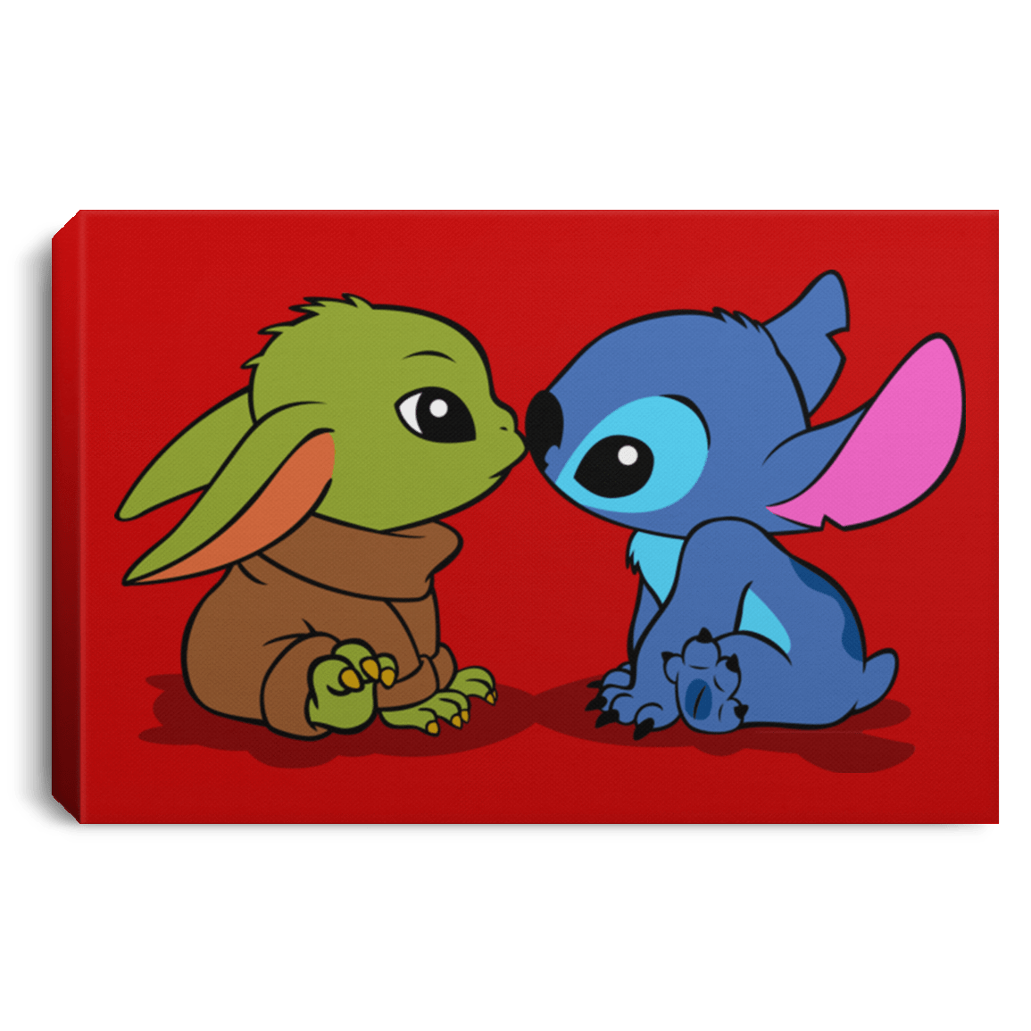 Housewares Red / 12" x 8" Stitch Yoda Baby Premium Landscape Canvas