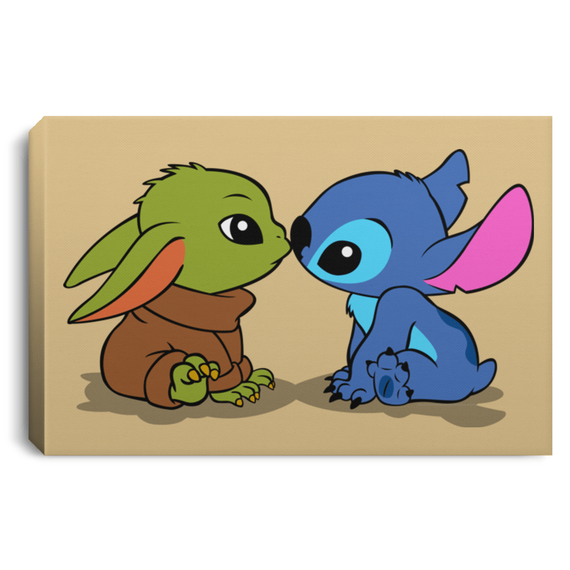 Housewares Tan / 12" x 8" Stitch Yoda Baby Premium Landscape Canvas