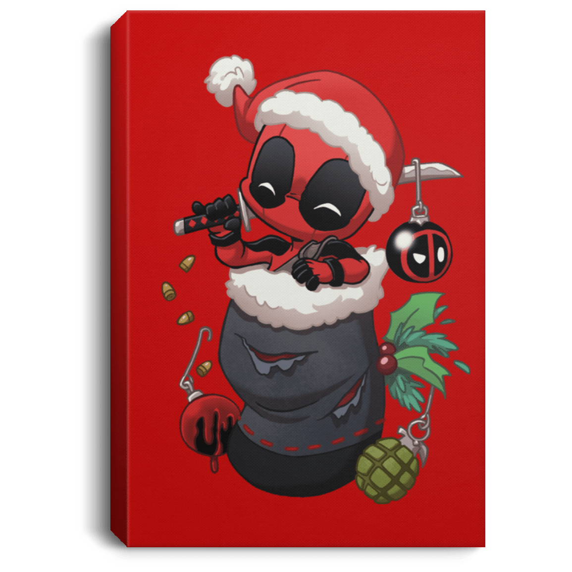 Housewares Red / 8" x 12" Stocking Stuffer Deadpool Premium Portrait Canvas