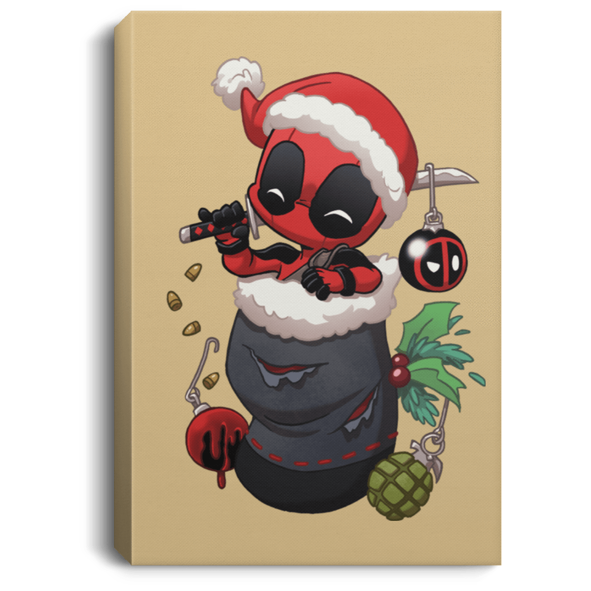 Housewares Tan / 8" x 12" Stocking Stuffer Deadpool Premium Portrait Canvas