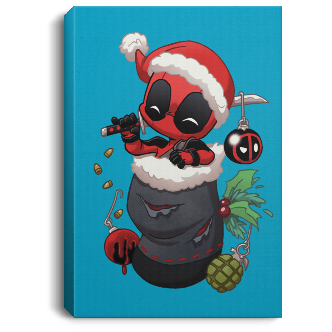 Housewares Turquoise / 8" x 12" Stocking Stuffer Deadpool Premium Portrait Canvas
