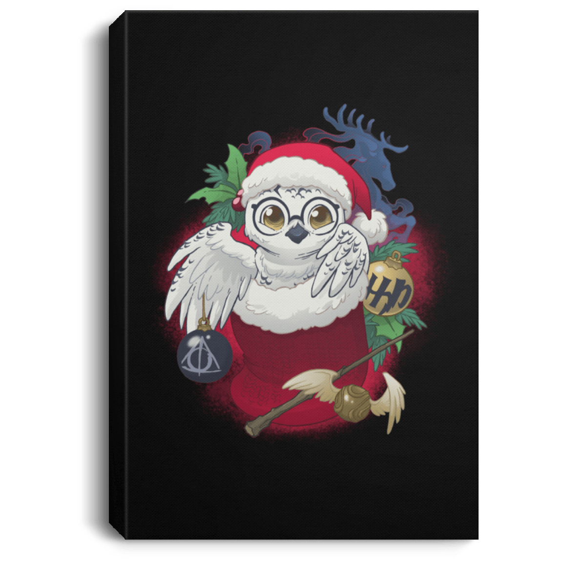 Housewares Black / 8" x 12" Stocking Stuffer HP Owl Premium Portrait Canvas