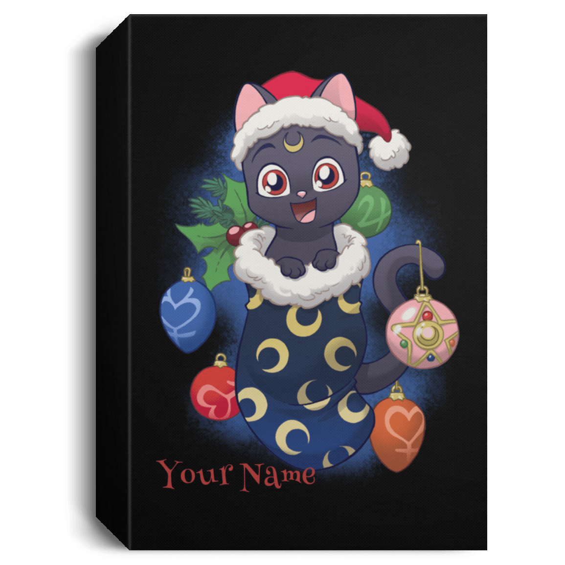 Housewares Black / 16" x 24" Stocking Stuffer Luna Personalized Portrait Canvas