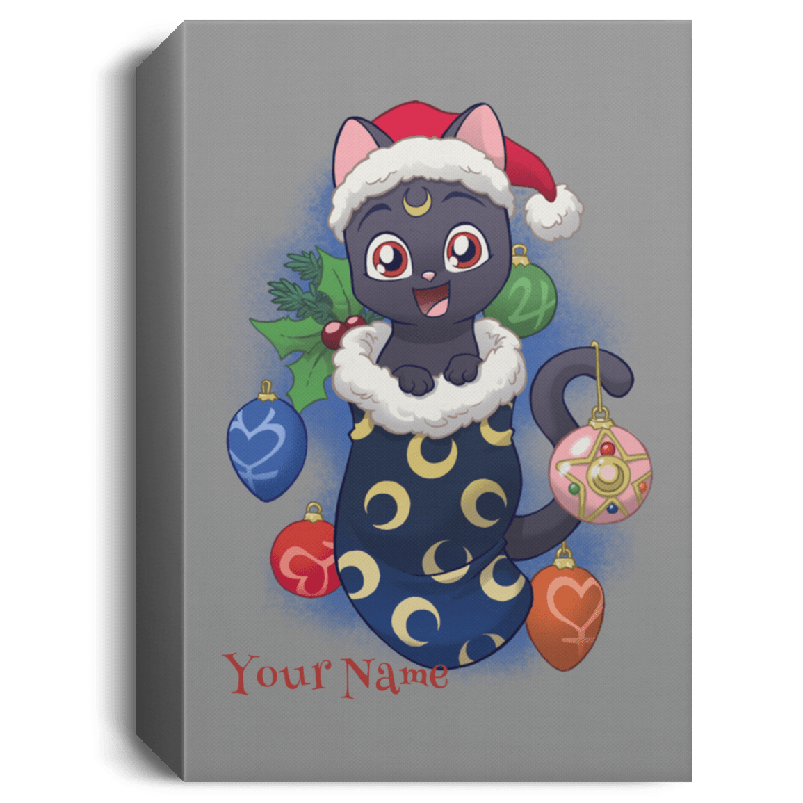 Housewares Gray / 16" x 24" Stocking Stuffer Luna Personalized Portrait Canvas