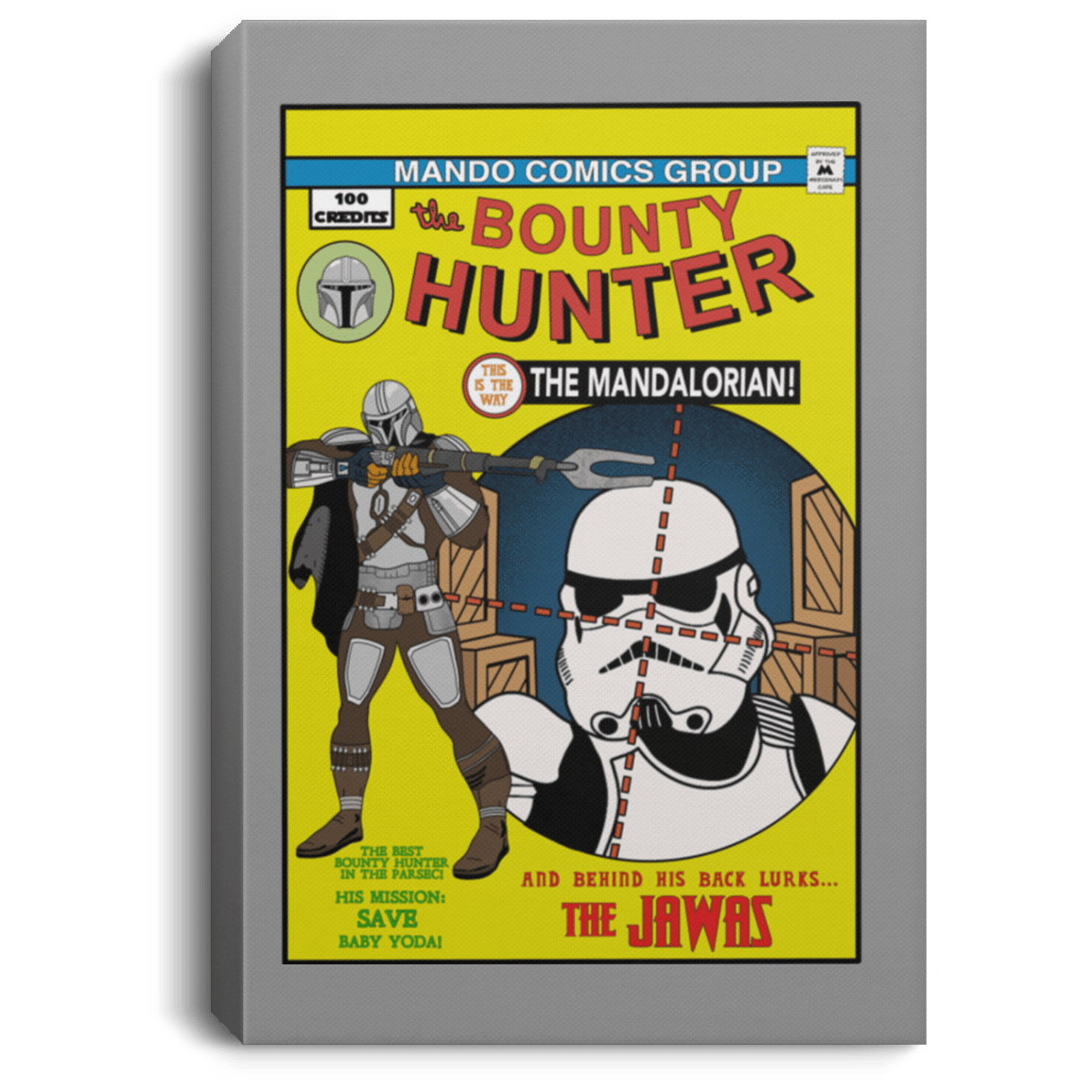 Housewares Gray / 8" x 12" The Bounty Hunter Comic Premium Portrait Canvas