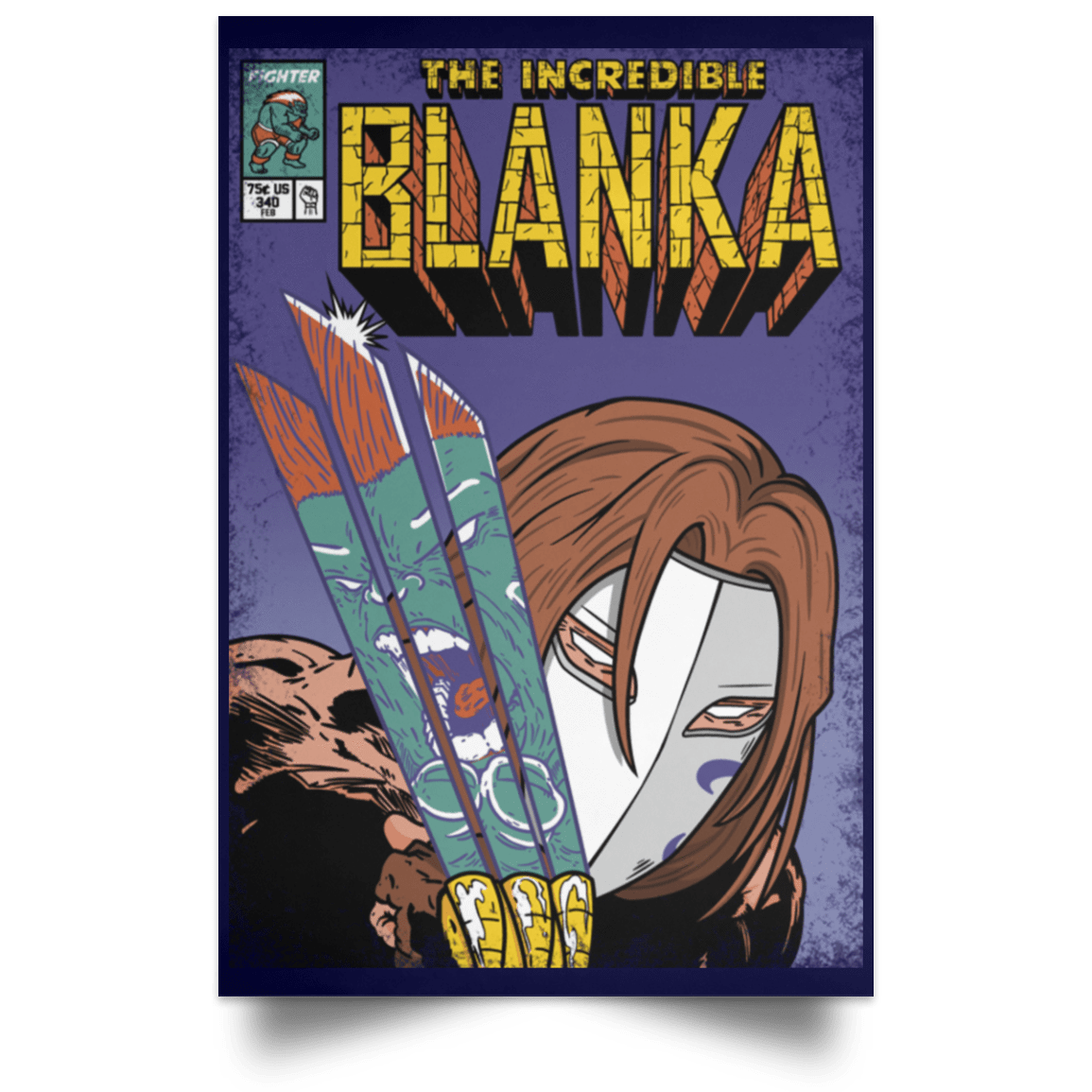 Housewares Navy / 12" x 18" The Incredible Blanka Portrait Poster