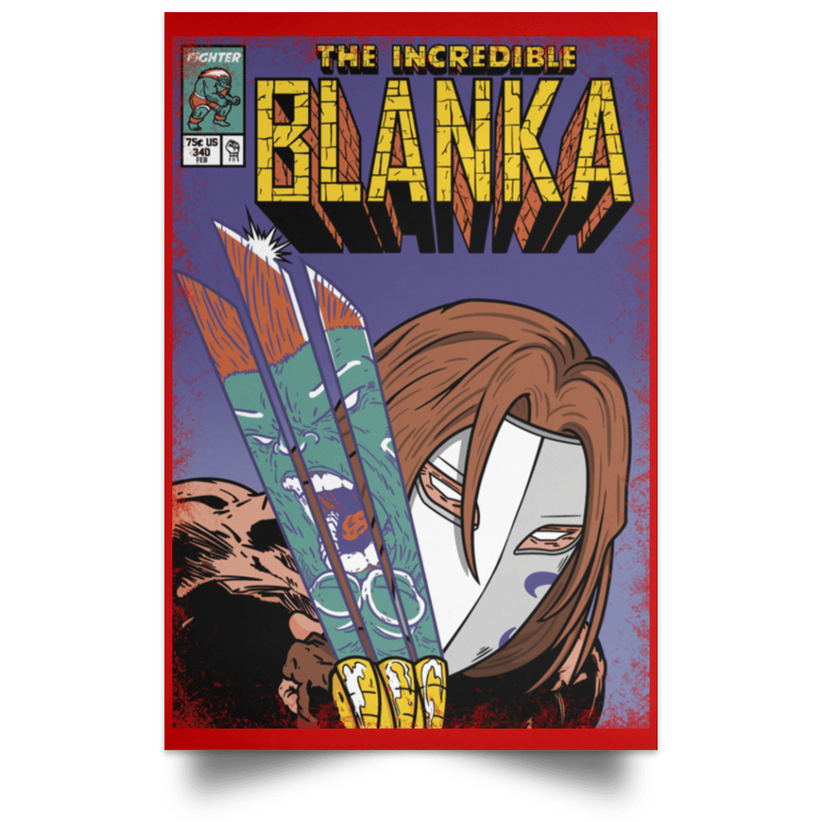 Housewares Red / 12" x 18" The Incredible Blanka Portrait Poster