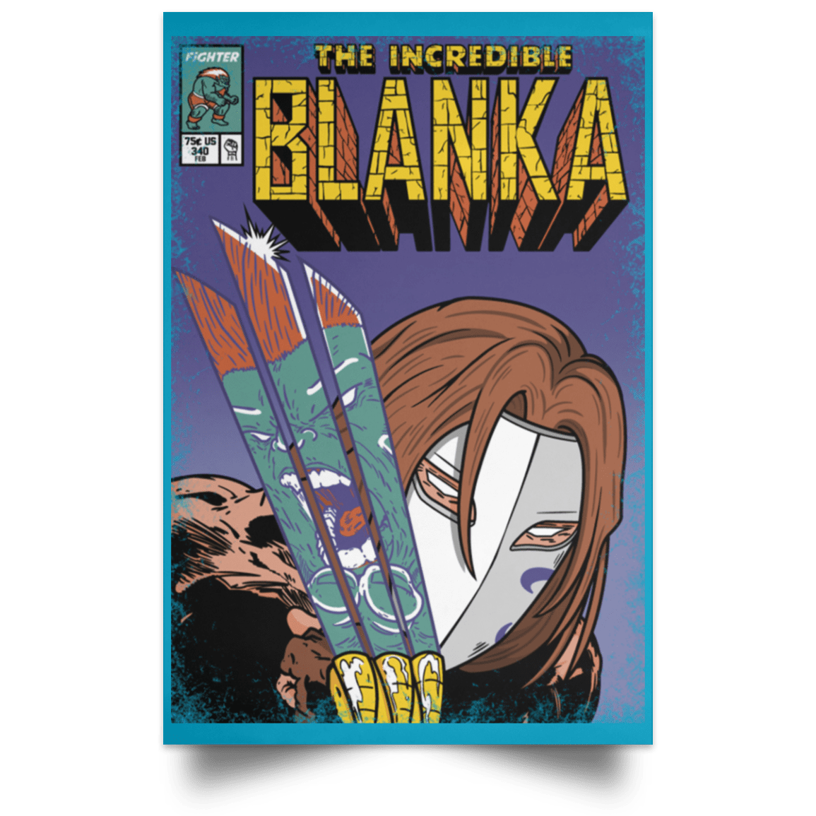 Housewares Turquoise / 12" x 18" The Incredible Blanka Portrait Poster