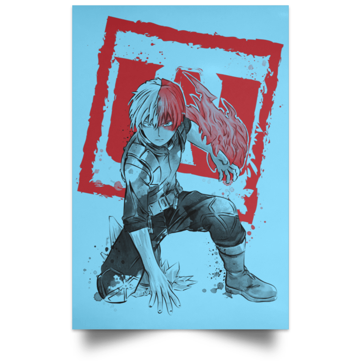 Housewares Columbia Blue / 12" x 18" Todoroki sumi-e Portrait Poster