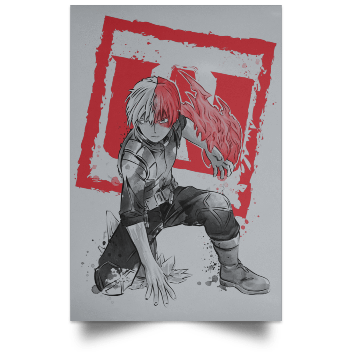 Housewares Grey / 12" x 18" Todoroki sumi-e Portrait Poster