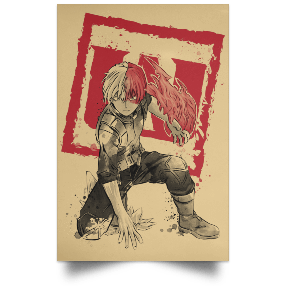 Housewares Tan / 12" x 18" Todoroki sumi-e Portrait Poster