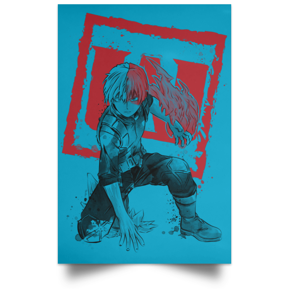 Housewares Turquoise / 12" x 18" Todoroki sumi-e Portrait Poster