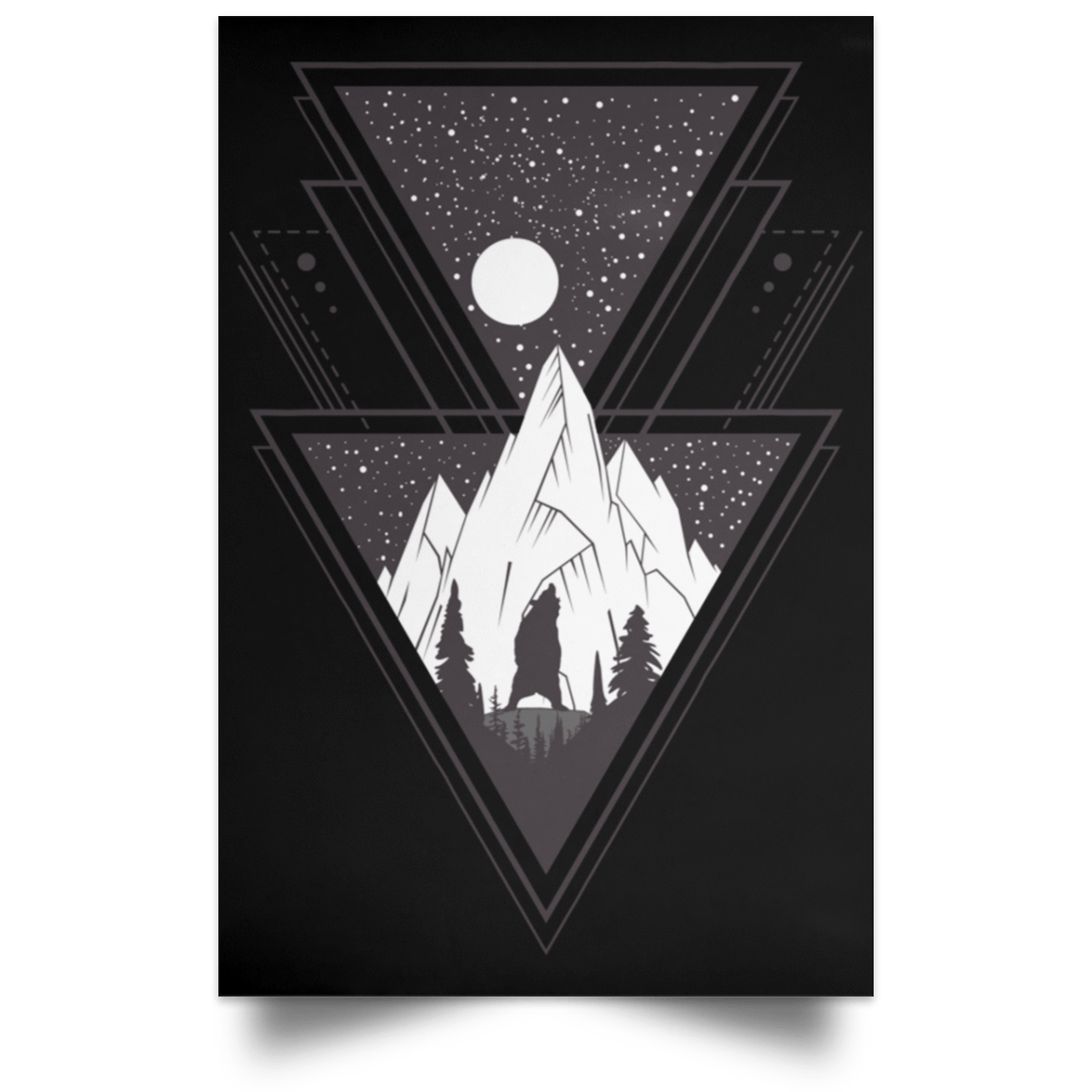 Housewares Black / 12" x 18" Triangle Bear Art Portrait Poster