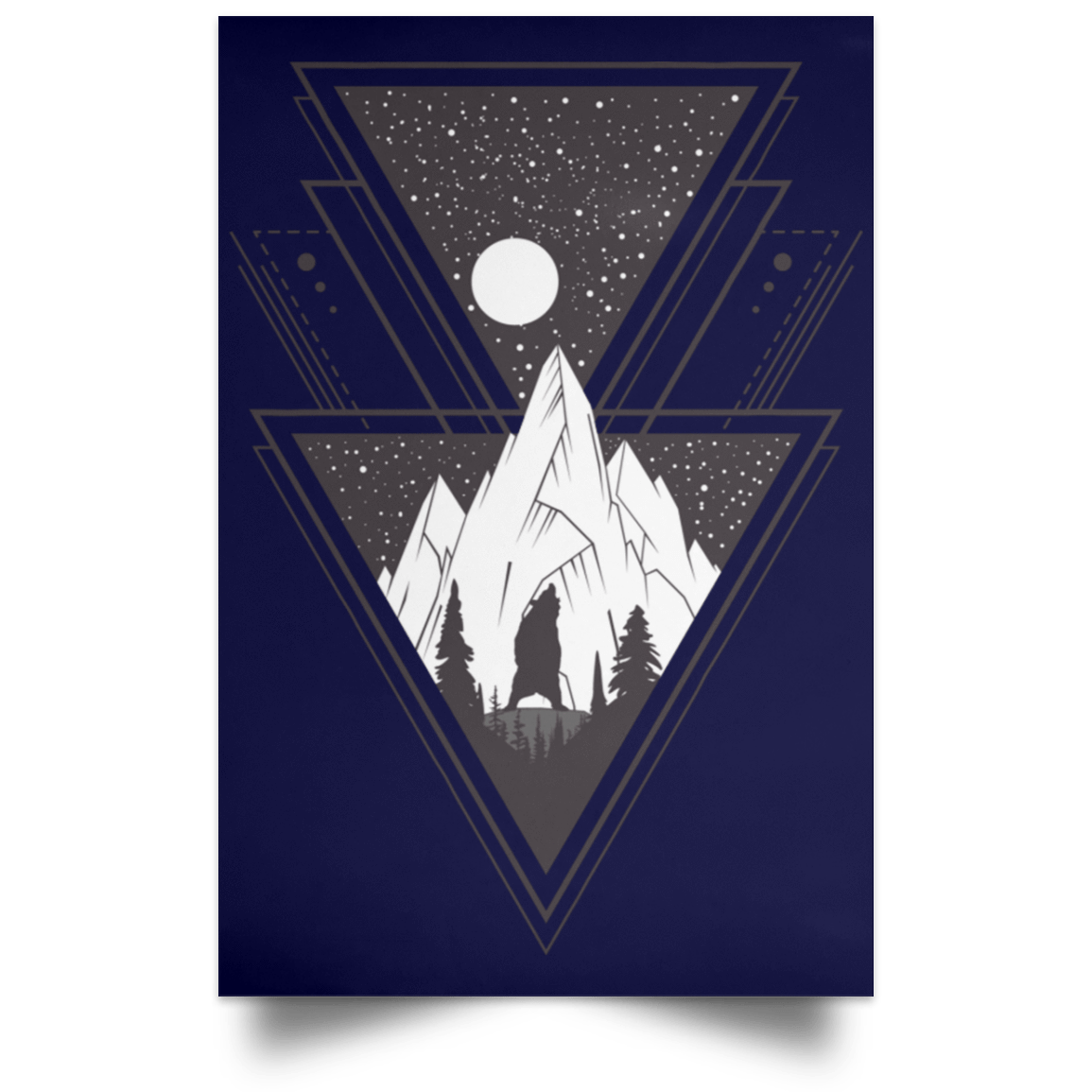 Housewares Navy / 12" x 18" Triangle Bear Art Portrait Poster