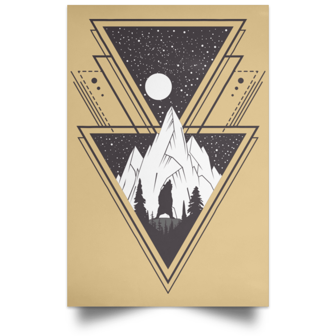 Housewares Tan / 12" x 18" Triangle Bear Art Portrait Poster